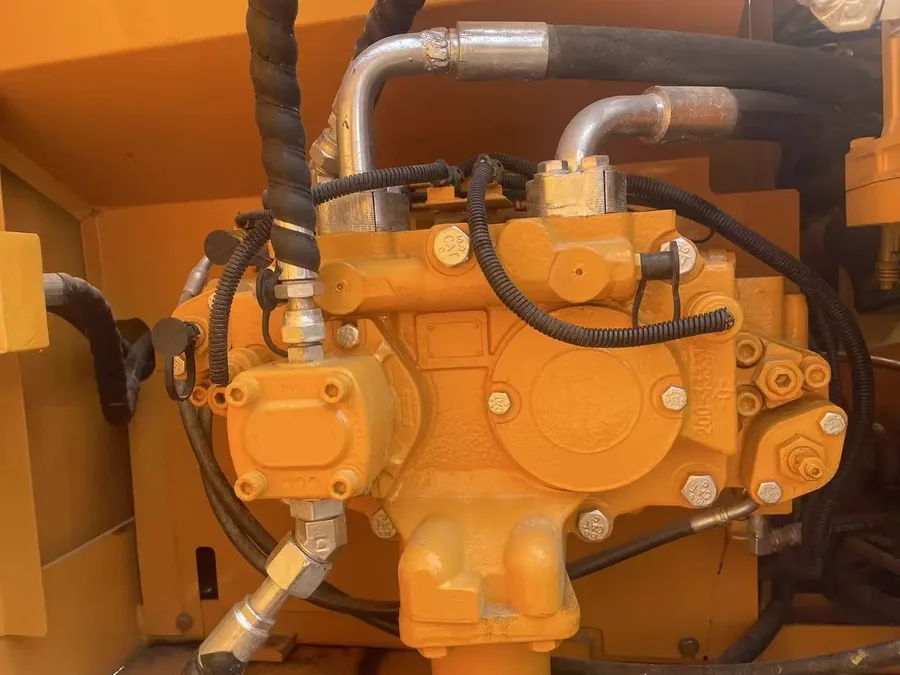 Used excavator hydraulic pump close-up