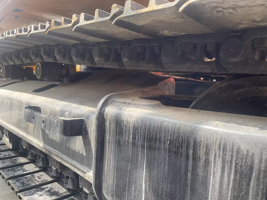 Used excavator undercarriage frame close-up
